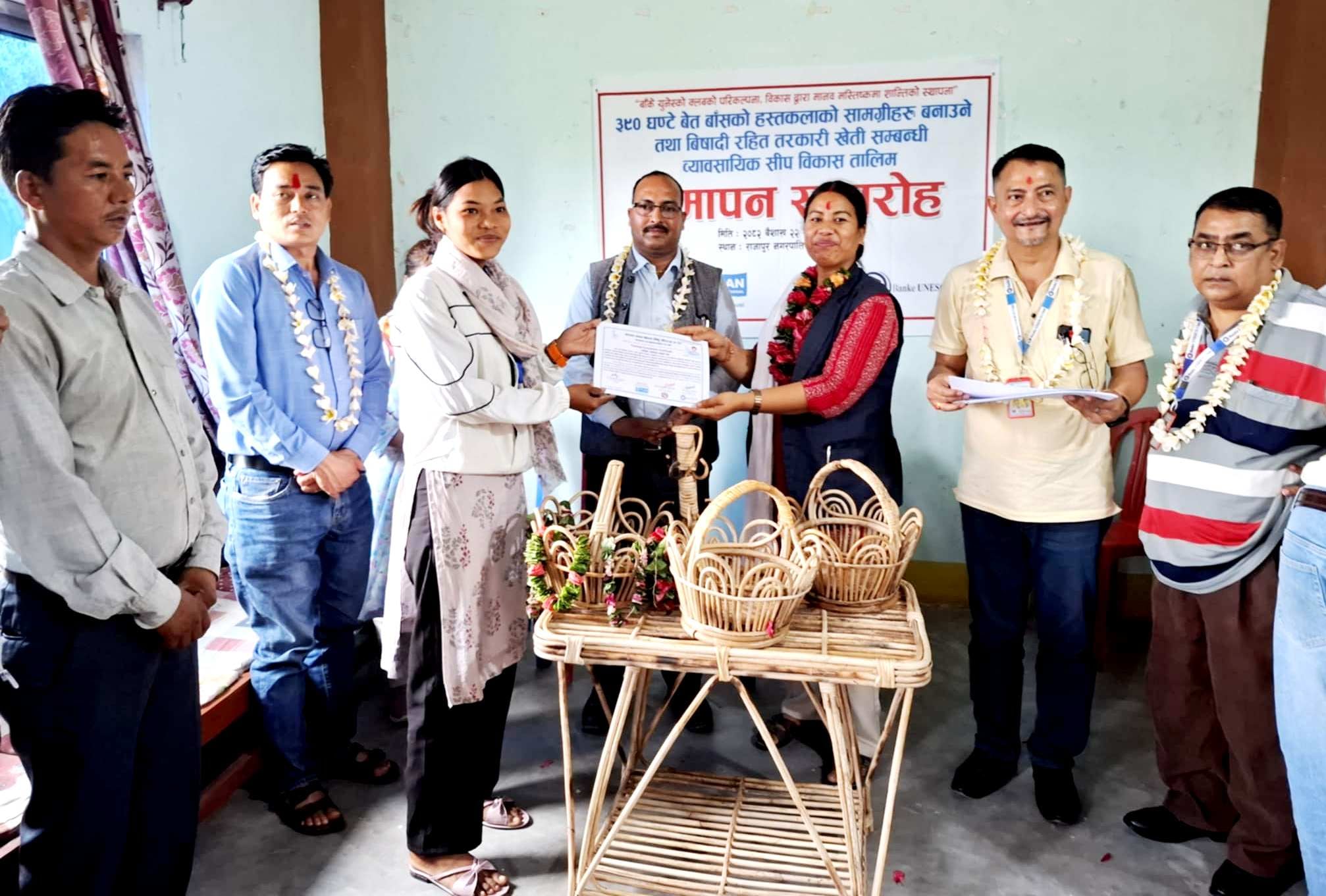 युवा लक्षित ३९० घण्टाको सिप बिकास तालिम सम्पन्न